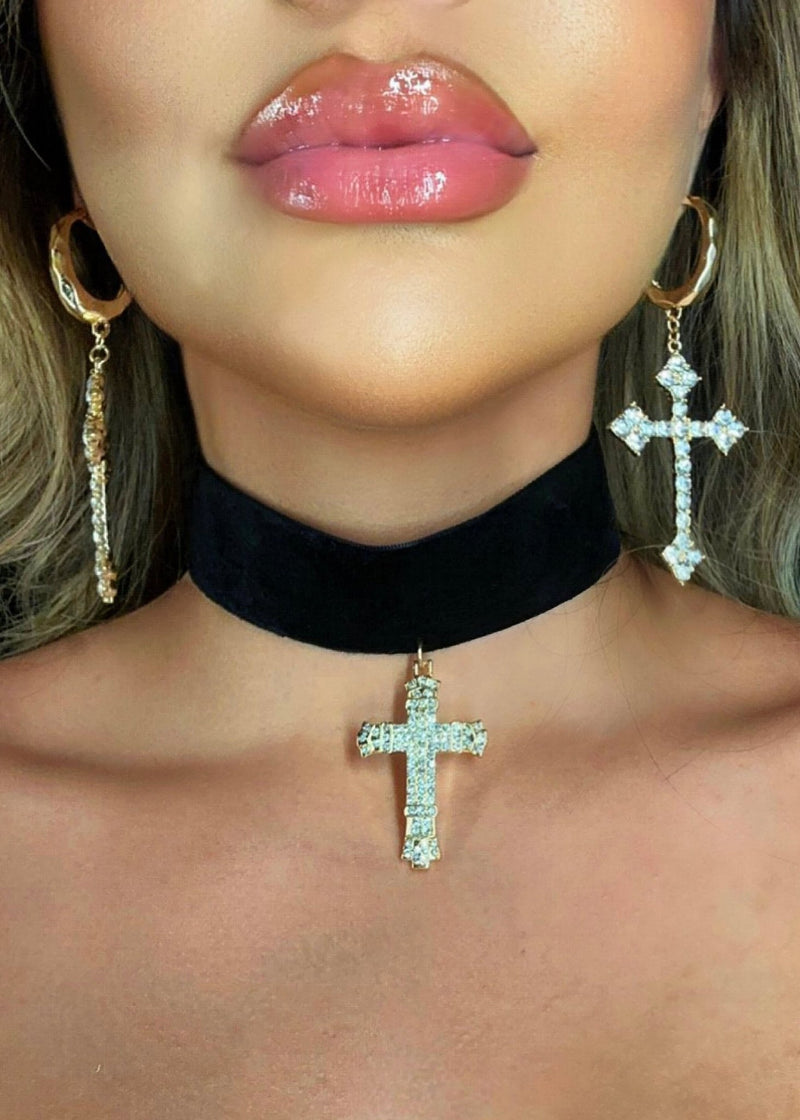 Choke Her Cross Necklace - Omg Miami Swimwear