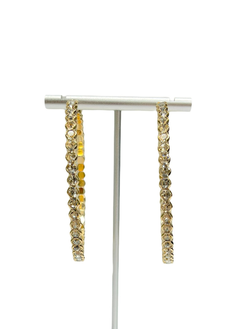 Classy Diamond Hoop Earrings (Gold) - Omg Miami Swimwear