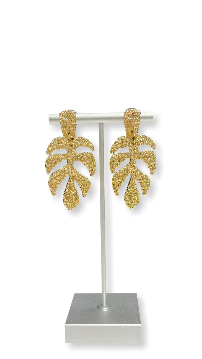 Golden Leaf Earrings (Gold) - Omg Miami Swimwear