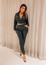 So Foxy 2 Piece Faux leather tracksuit (Black)