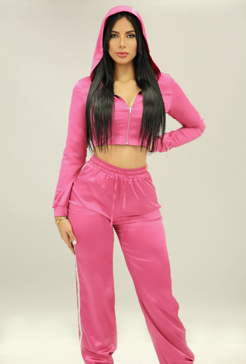 Love Don’t A Cost A Thing Track Suit (Hot Pink) - Omg Miami Swimwear