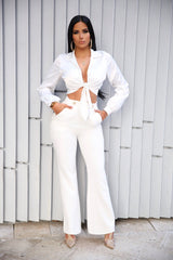 Miss Independent Trouser Pants White - Omg Miami Swimwear