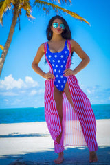 Red & White Stripes Cover Up - Omg Miami Swimwear