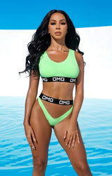 Say “OMG BRITTANY” 3xs Bikini (Green) - Omg Miami Swimwear