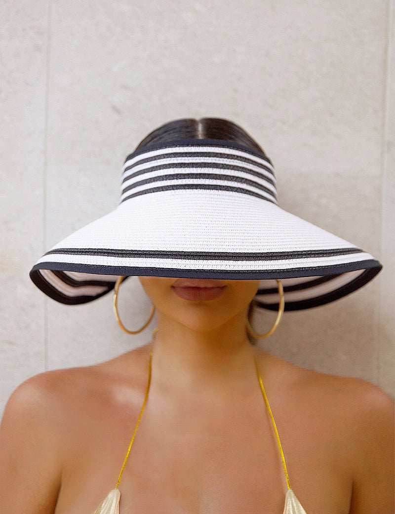 Sun Blocker Hat (WHITE AND BLACK) #1 - Omg Miami Swimwear