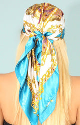 The Aqua Chained Headscarf - Omg Miami Swimwear
