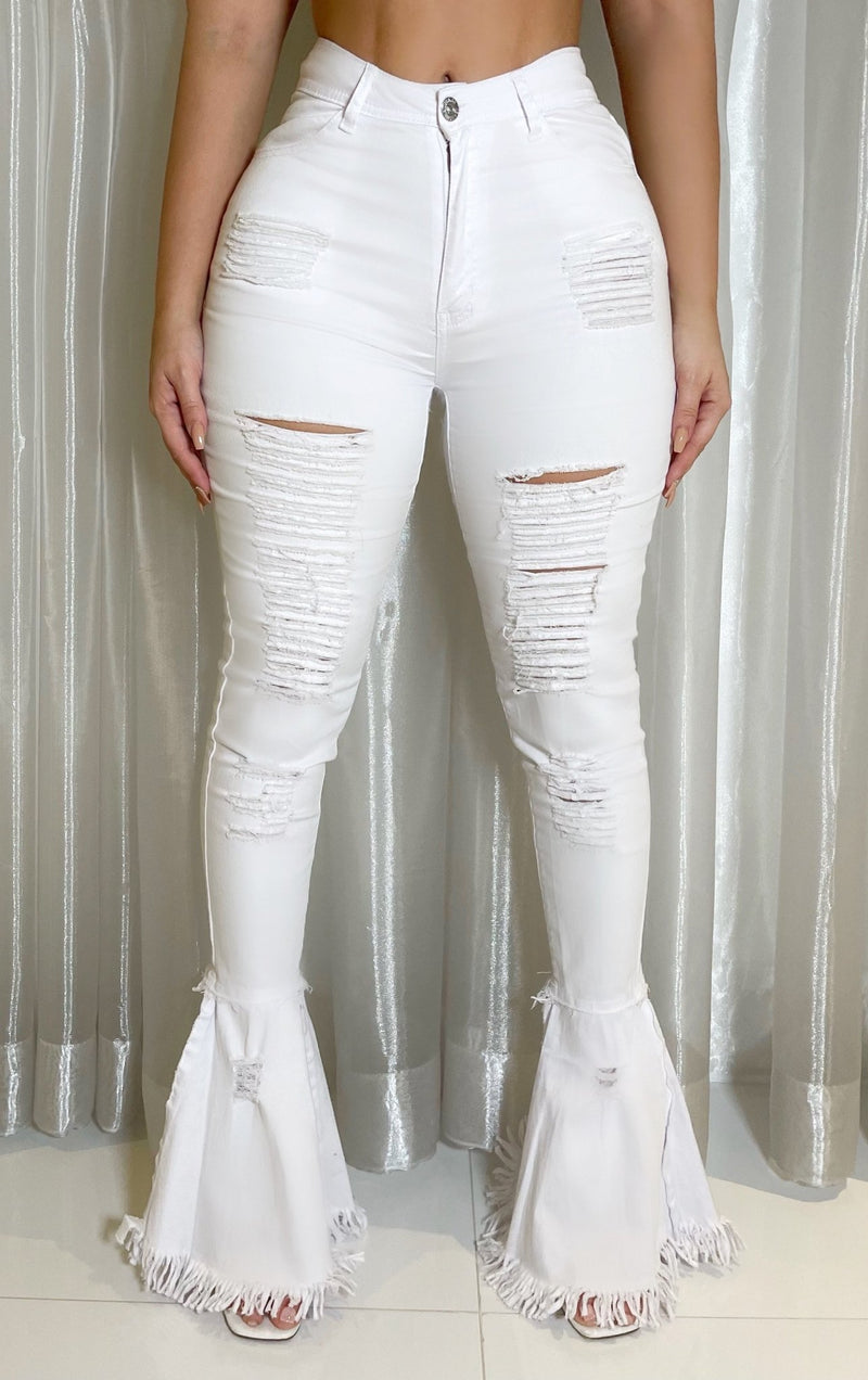The Bel Aire White Jeans - Omg Miami Swimwear
