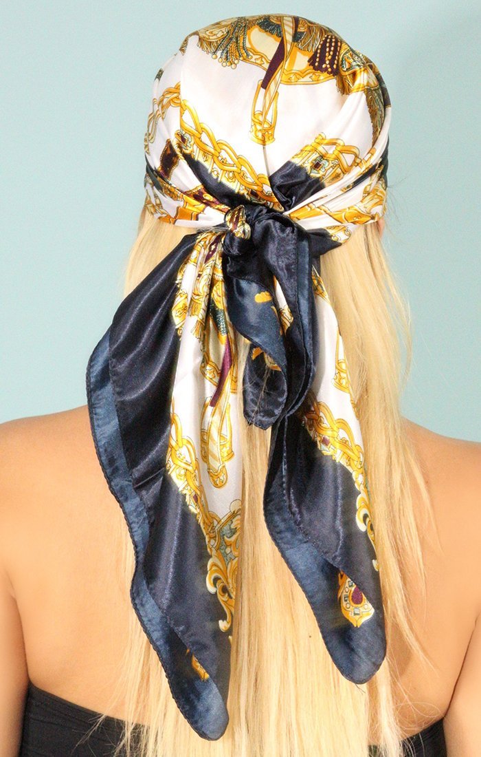 The Black Chained Headscarf - Omg Miami Swimwear