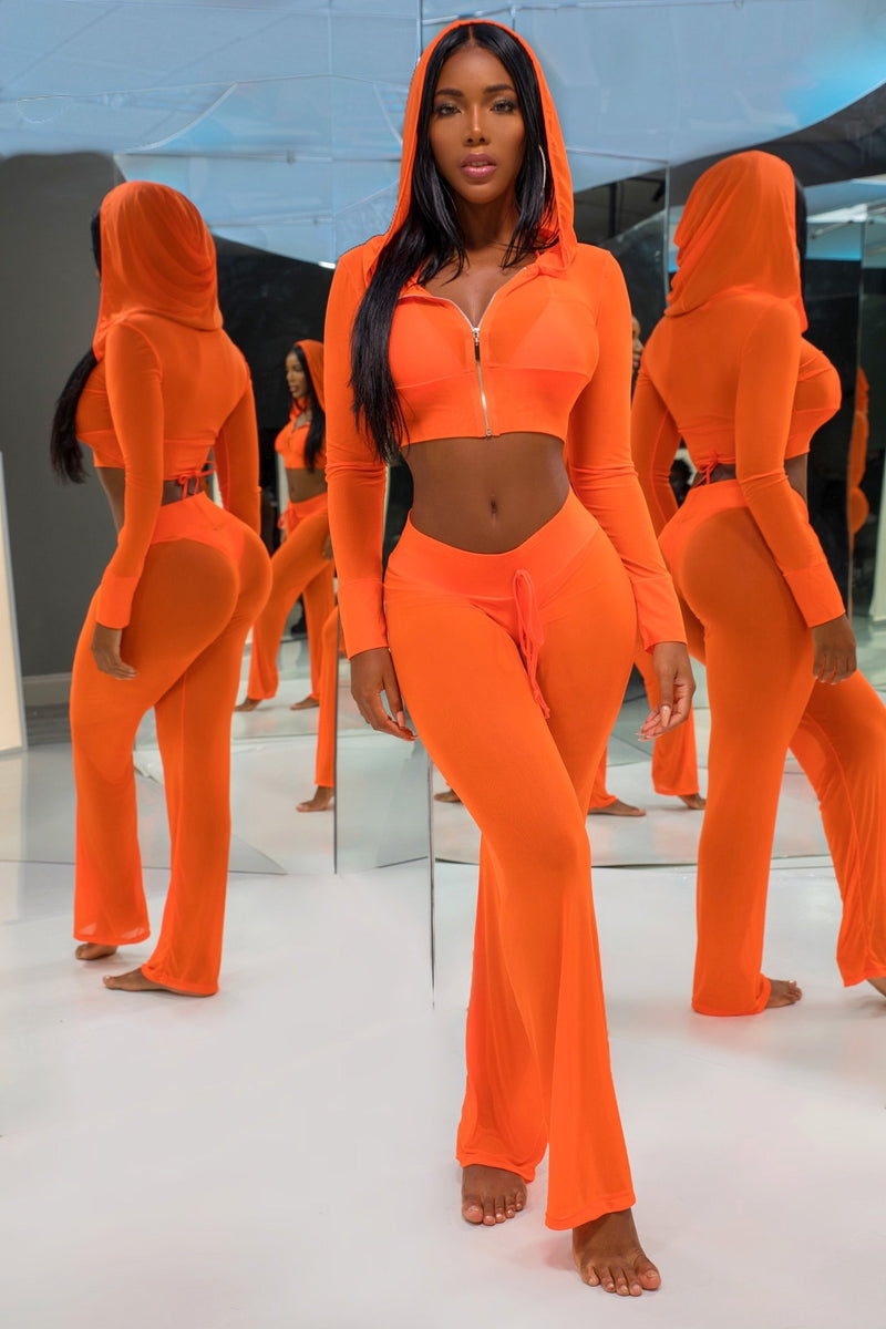 The Island Ting Sheer Cover Up (Orange) - Omg Miami Swimwear