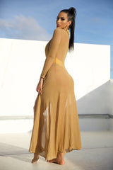 The Princess Sheer Long Sleeve Cover up (NUDE) - Omg Miami Swimwear