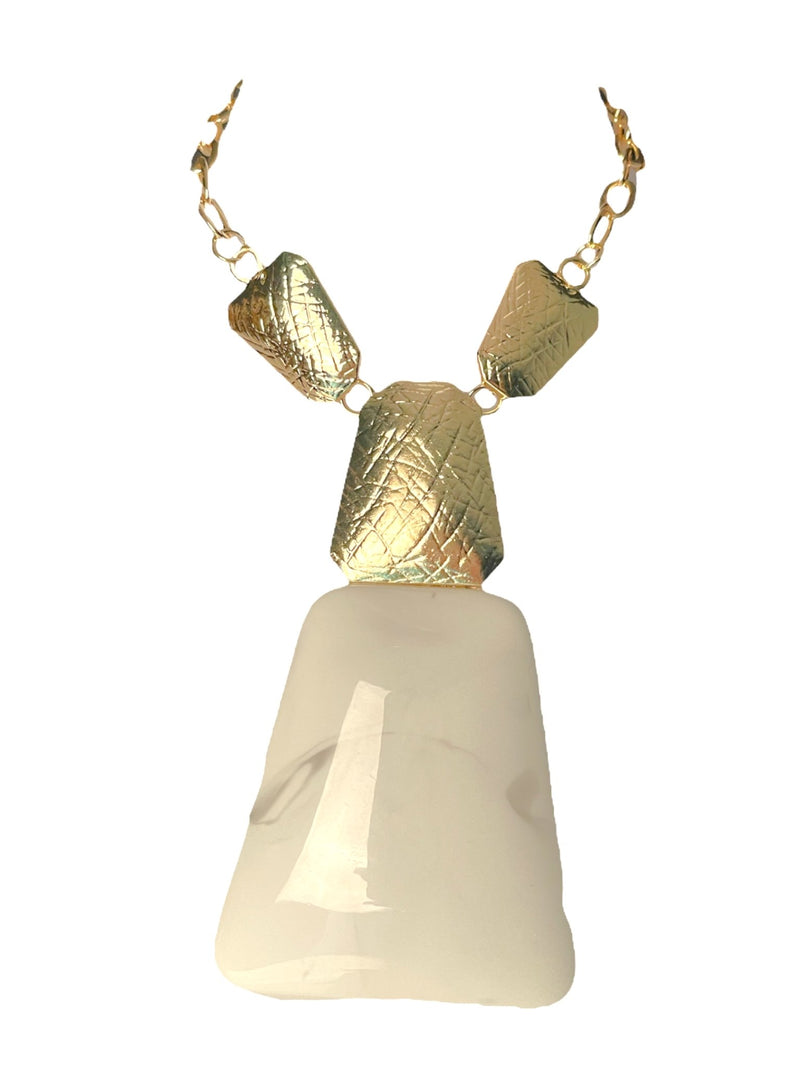 The Ruler Necklace (White) - Omg Miami Swimwear